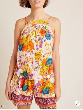 Anthropologie Daria Floral Cami & Shorts Matching Set Boho Resort XS